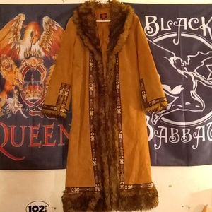 Gorgeous VTG maxi suede faux fur penny lane coat